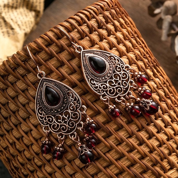 Any 4/$25! Copper Red Beaded Boho Earrings - Picture 2 of 10